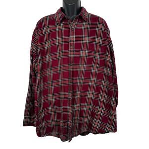 Foundry Men's Red Cotton Flannel Plaid Long Sleeve Shirt Size 2XL